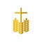 Church logo. Christian symbols. Cross and wheats