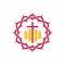 Church logo. Christian symbols. Crown of thorns, cross and wheats
