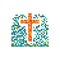 Church logo. Christian symbols. Mosaic, the cross of Jesus.