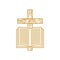 Church logo. Christian symbols. Wooden cross of Jesus Christ and the Holy Scripture