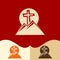 Church logo. Cristian symbols. Cross of Jesus and mountains.