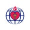 Church logo. Cross of Jesus inside the heart, globe and flame