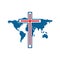 Church logo. The cross of Jesus and the map of the world