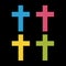 Church logo. A set of colored crosses made of mosaic