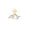 Church logotype in circle. Baptist cross in mountain logo
