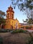 Church in the magical town Bernal where the third largest monolith in the world is located. In Ezequiel Montes, Queretaro, Mexico