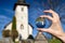 Church in Martincek, Slovakia. Crystal lensball photo