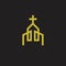 Church minimal gold line icon designs vector isolated white background