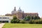 Church monastery Abbey of Santa Giustina seen from botanical garden Orto botanico in Padua, Italy