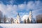 The church and monastery are beautiful in the winter.