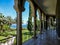 Church of Mount of Beatitudes, marble columned gallery, Sea of Galilee in Israel