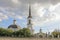 Church of the Nativity on the banks of the river Sheksna. Russia, Vologda region, Cherepovets city,  September 7, 2019