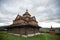 Church of the Nativity of the Blessed Virgin Mary. Old wooden church in the Ukrainian village. Vorohta, Ukraine.