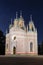 Church of the Nativity of St. John the Baptist Chesmenskaya at night in St. Petersburg,