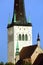 The church of Oleviste St. Olaf close up on a cloudy day, Tallinn, Estonia