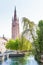 Church of Our Lady Bruges view from canal, Belgium