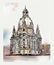 Church of our lady - Dresden, Germany. Sketch of the famous church
