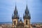 Church of Our Lady before Tyn on Old Town Square in Prague in evening time