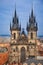 Church of Our Lady before Tyn on Old Town Square in Prague in evening time