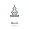 Church outline vector icon. Thin line black church icon, flat vector simple element illustration from editable religion concept