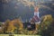 Church in Pernek, Slovakia village with forest