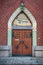 Church porch, Lancet door. Protestant Church