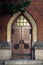 Church porch, Lancet door. Protestant Church