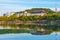 Church reflected on a pond at Duryu park at Daegu, Republic of Korea