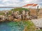 A church on the rocky coastline of Baleal, Portugal