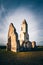 Church ruins in Hungary in the middle of a cornfield. She stands on Lake Balaton in Somogyvamos, photographed romantic sunset