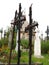 Church on a  rural cementary, abandoned graves, crosses