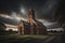 Church of Saint Francis of Assisi at sunset in the village of Bruges, generative ai