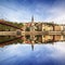 Church of Saint George with its reflection in central view in Ly