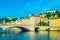 Church of Saint George viewed behind pont Bonaparte in Lyon, France