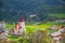 Church of Saint George in Zasip village, Slovenia near famous Bled Lake at spring sunny day