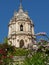 Church of San Giorgio, Modica with delicate pink bougainvillea, Sicily