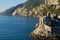 Church of San Pietro in Portovenere near the Cinque Terre. Sea and rocks overhanging the Ligurian sea