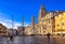 Church Sant Agnese in Agone and Fountain of the four Rivers with Egyptian obelisk on Piazza Navona in Rome