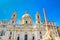 Church Sant Agnese in Agone and Fountain of the four Rivers, Piazza Navona,Rome,Italy,