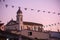 The Church of Sant& x27;Antonio with Pennants during Traditional Celebrations in the Town of Rotonda at Sunset