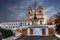 Church of the Santissima Trinita dei Monti in Piazza di Spagna under the clouds