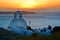 Church in Santorini, Greece at Sunset