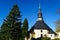 Church in Seiffen Ore Mountains in Saxony Germany at daylight in autumn