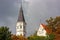 Church in Siauliai, Lithuania during fall