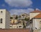 A church spire among homes built up a hillside in Nazareth, Israel