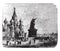 Church of St. Basil in Moscow, vintage engraving