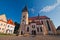 The church of st. Egidius on Town hall square in Bardejov town during summer