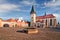 The church of st. Egidius on Town hall square in Bardejov town during summer