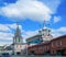 The Church of St. Gregory of Neocaesare in Derbitsa, Moscow. Domes in the sky ..