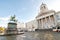 Church St Jacques at Coudenberg and Godfrey of Bouillon statue, Brussels, Belgium